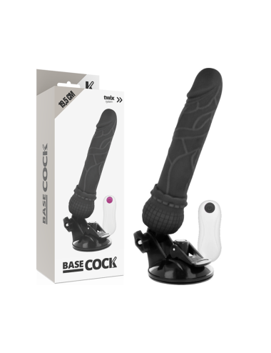 BASECOCK - REALISTISCHER VIBRATOR MIT FERNBEDIENUNG SCHWARZ 19.5 CM -O- 4 CM