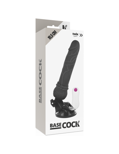 BASECOCK - REALISTISCHER VIBRATOR MIT FERNBEDIENUNG SCHWARZ 19.5 CM -O- 4 CM