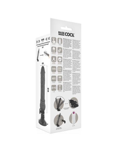BASECOCK - REALISTISCHER VIBRATOR MIT FERNBEDIENUNG SCHWARZ 19.5 CM -O- 4 CM