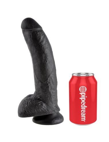 KING COCK - 9 DILDO SCHWARZ MIT EIER 22.9 CM