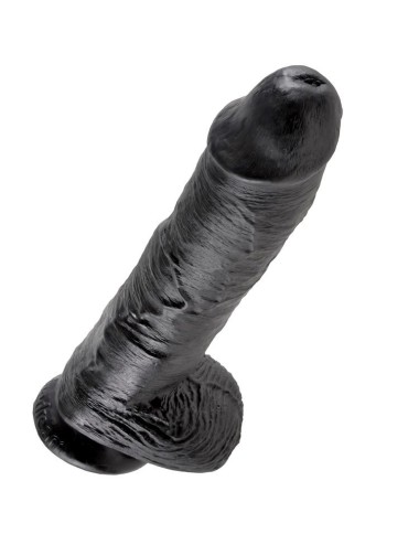 KING COCK - 10 DILDO SCHWARZ MIT EIER 25.4 CM