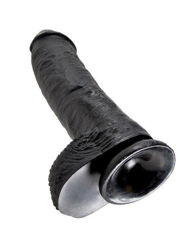 KING COCK - 10 DILDO SCHWARZ MIT EIER 25.4 CM