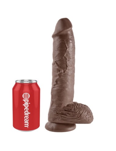 KING COCK - 10 DILDO BRAUN MIT EIER 25.4 CM
