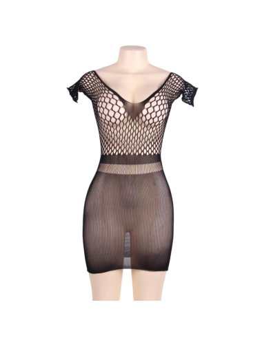 QUEEN LINGERIE - KURZRMELIGES NETZKÖRPERKLEID S/L