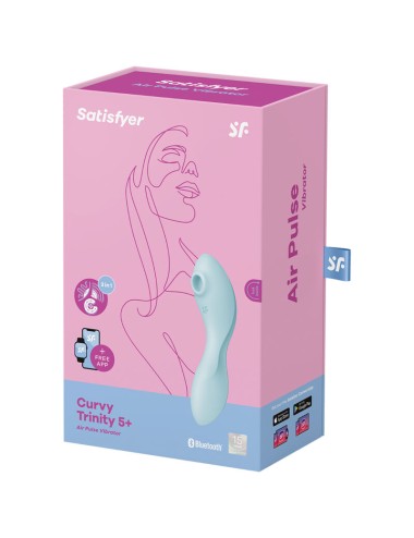 SATISFYER - CURVY TRINITY 5 AIR PULSE STIMULATOR & VIBRATOR APP BLAU