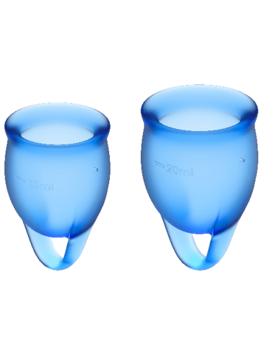 SATISFYER - FEEL CONFIDENT MENSTRUAL CUP DUNKELBLAU 15 + 20 ML