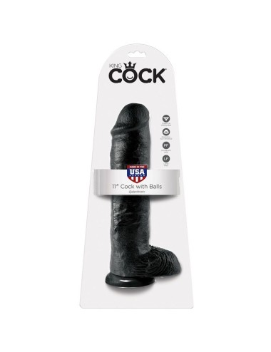KING COCK - 11 DILDO SCHWARZ MIT EIER 28 CM