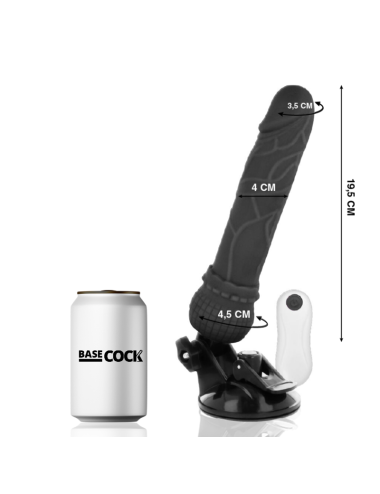 BASECOCK - REALISTISCHER VIBRATOR MIT FERNBEDIENUNG SCHWARZ 19.5 CM -O- 4 CM