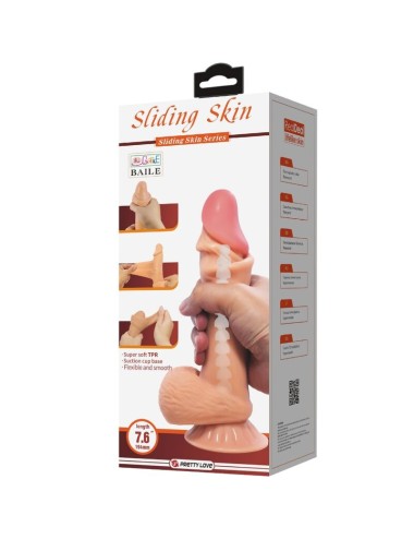 PRETTY LOVE - SLIDING SKIN SERIES REALISTISCHER DILDO MIT SLIDING SKIN SAUGNAPF 19,4 CM