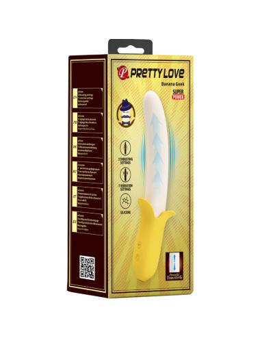 PRETTY LOVE - BANANA GEEK SUPER POWER 7 VIBRATIONEN UP&DOWN SILIKON SCHWARZ