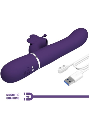 PRETTY LOVE - MULTIFUNKTIONS-KANINCHENVIBRATOR 4 IN 1 SCHMETTERLING LILA