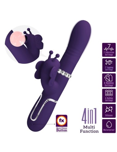 PRETTY LOVE - MULTIFUNKTIONS-KANINCHENVIBRATOR 4 IN 1 SCHMETTERLING LILA