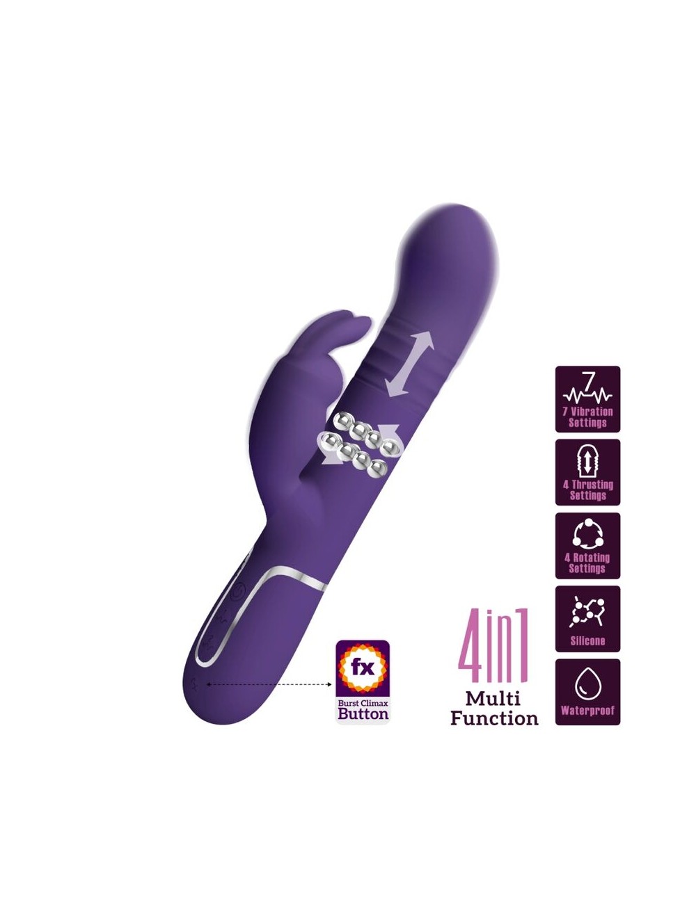PRETTY LOVE - COALE RABBIT VIBRATOR 4 IN 1 LILA