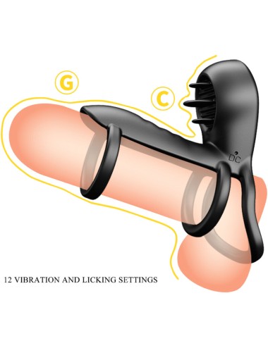 PRETTY LOVE - JAMMY PENIS-HÜLLE 12 VIBRATIONEN MIT WIEDERAUFLADBARER SILIKON-ZUNGE