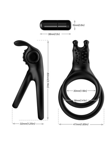 ARMONY - TRAVELLER DOPPEL-VIBRATORRING FÜR PAARE RABBIT SCHWARZ
