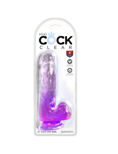 KING COCK - CLEAR REALISTISCHER PENIS MIT KUGELN 13.5 CM LILA
