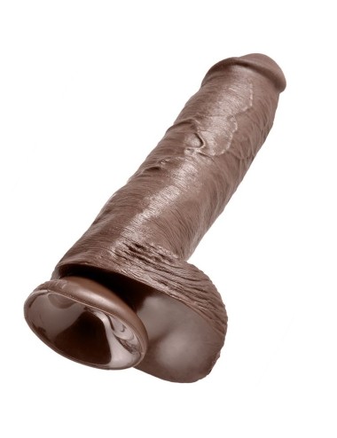 KING COCK - 11 DILDO BRAUN MIT EIER 28 CM