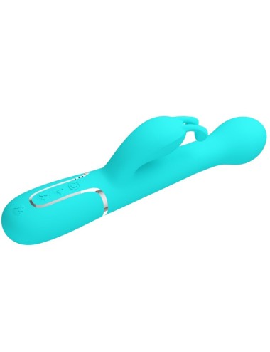 PRETTY LOVE - DEJON RABBIT VIBRATOR 3 IN 1 MULTIFUNKTIONS-AQUAGRÜN