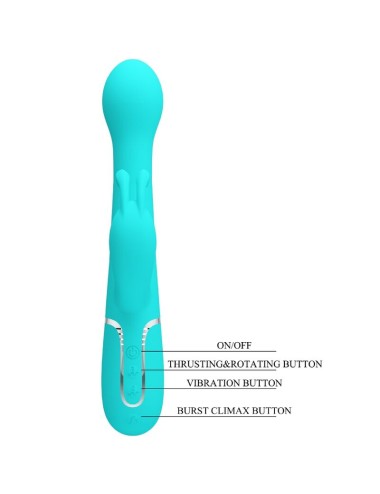 PRETTY LOVE - DEJON RABBIT VIBRATOR 3 IN 1 MULTIFUNKTIONS-AQUAGRÜN