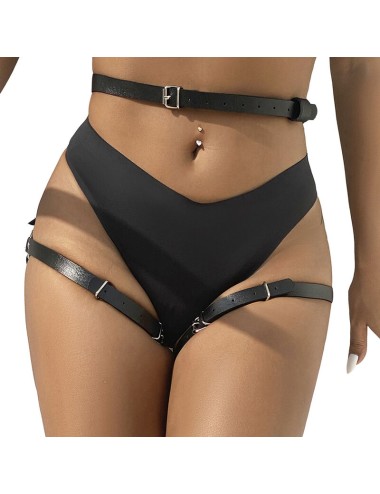 SUBBLIME - LEDER TAILLE UND BEIN HARNESS SCHWARZ EINE GRÖSSE