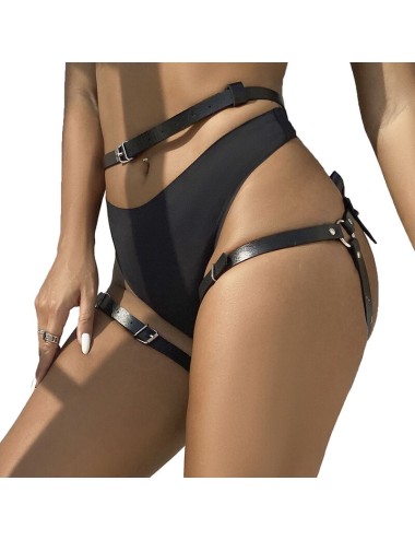 SUBBLIME - LEDER TAILLE UND BEIN HARNESS SCHWARZ EINE GRÖSSE