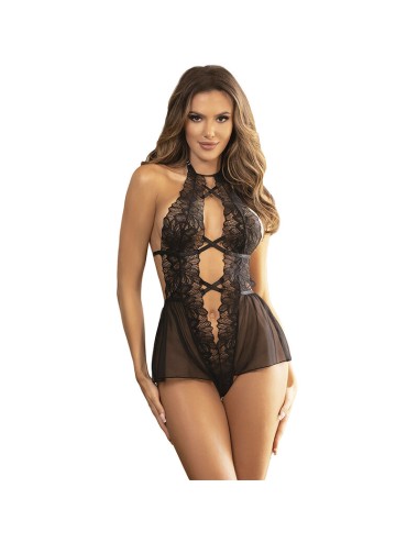 SUBBLIME - TEDDY-HALTER-NECK-BARE-BACK-SPITZE SCHWARZ L/XL