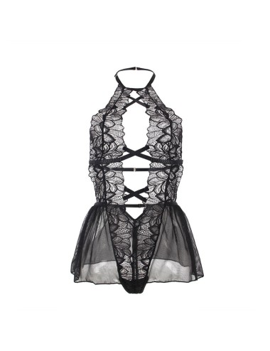 SUBBLIME - TEDDY-HALTER-NECK-BARE-BACK-SPITZE SCHWARZ L/XL