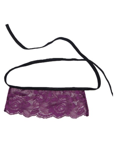 SUBBLIME - CORSET THONG UND BLINDFOLD SCHWARZ UND LILA S / M.