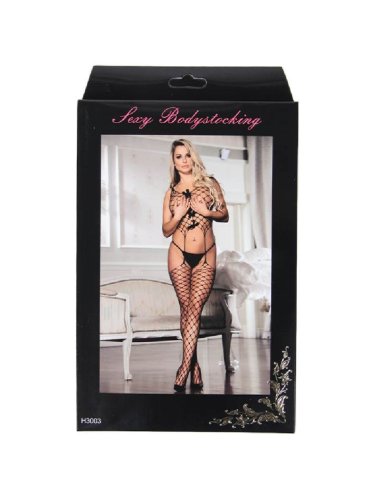 QUEEN LINGERIE - NETZ-BODYSTOCKING MIT KRAWATTEN S/L