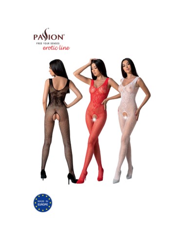 PASSION - BS098 WEISSER BODYSTOCKING, EINE GRÖSSE