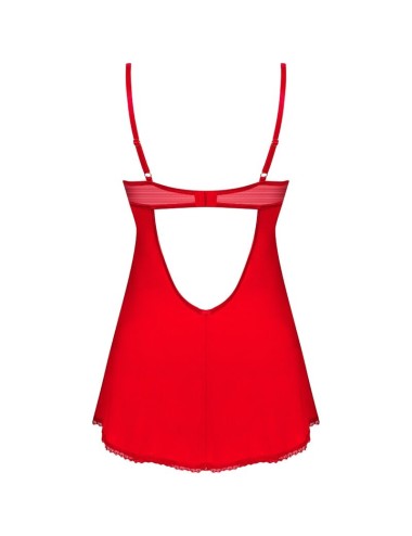 OBSESSIVE - INGRIDIA CHEMISE & TANGA ROT XS/S