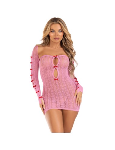 LEG AVENUE - KLEID HERZ & SCHLEIFEN ROSA EINHEITSGRÖSSE
