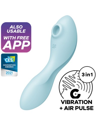 SATISFYER - CURVY TRINITY 5 AIR PULSE STIMULATOR & VIBRATOR APP BLAU