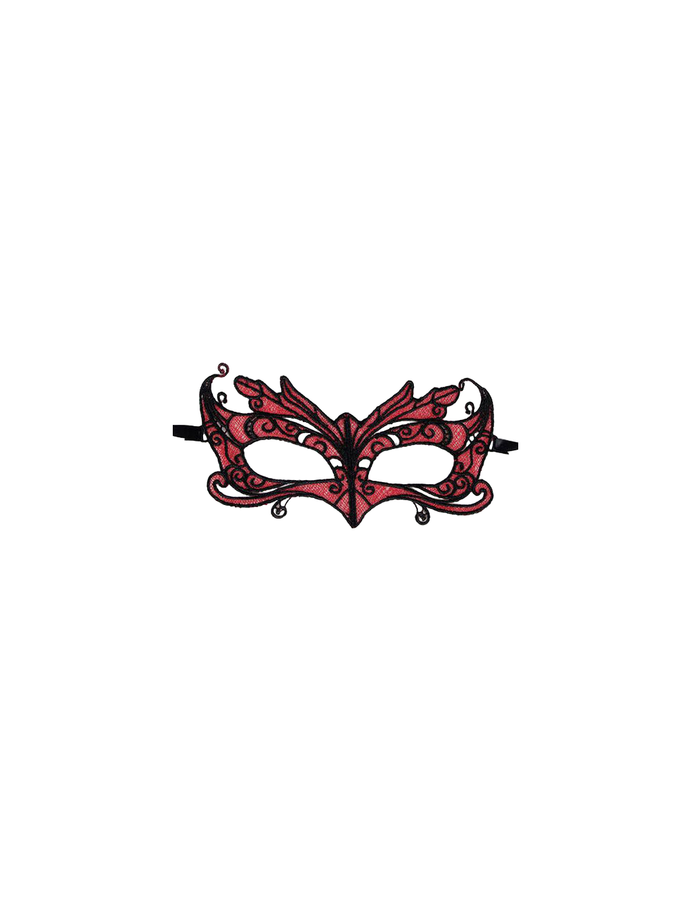 QUEEN LINGERIE - SPITZENMASKE MIT ROTEN DETAILS QUEEN LINGERIE - SPITZENMASKE MIT ROTEN DETAILS