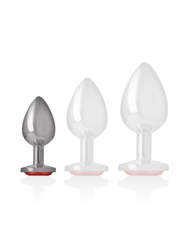 INTENSE - ANALSTECKER AUS ALUMINIUMMETALL MIT ROTEM KRISTALL, GRÖSSE S