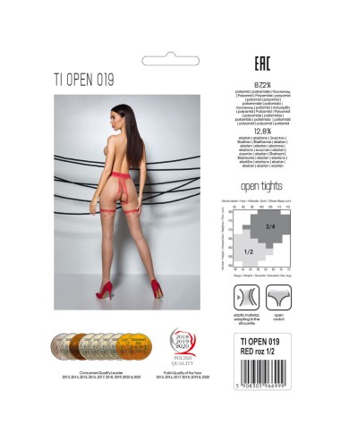 PASSION - TIOPEN 019 ROTE STRUMPFHOSE 3/4 20 DEN
