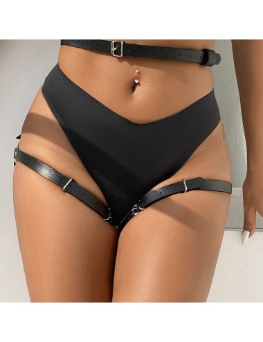 SUBBLIME - LEDER TAILLE UND BEIN HARNESS SCHWARZ EINE GRÖSSE