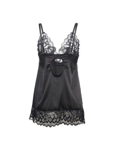 SUBBLIME - BABYDOLL MIT BLUMENPRINT AUF DER BRUST SCHWARZ L/XL