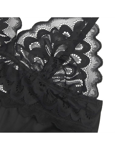 SUBBLIME - BABYDOLL MIT BLUMENPRINT AUF DER BRUST SCHWARZ L/XL