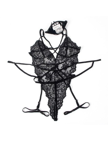 SUBBLIME - SPITZENBODY POLIZEIKOSTÜM SCHWARZ L/XL