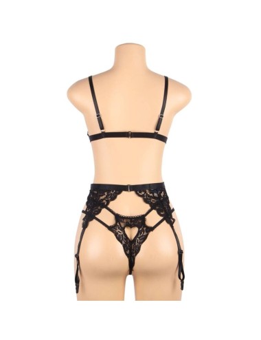 SUBBLIME - SET DREITEILIGES SET BH+ STRUMPFGÜRTEL + STRING S/M