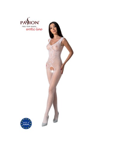 PASSION - BS098 WEISSER BODYSTOCKING, EINE GRÖSSE