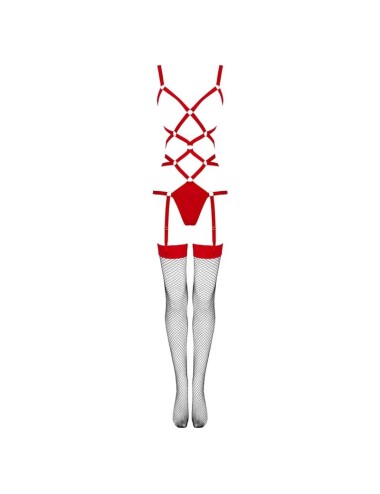 LIVCO CORSETTI FASHION - THIARA LC 20213 SET BODY + STRÜMPFE ROT L/XL