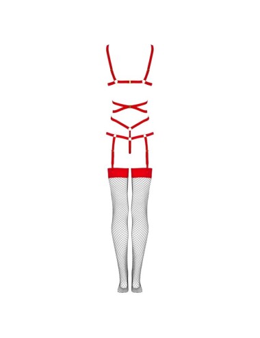 LIVCO CORSETTI FASHION - THIARA LC 20213 SET BODY + STRÜMPFE ROT L/XL