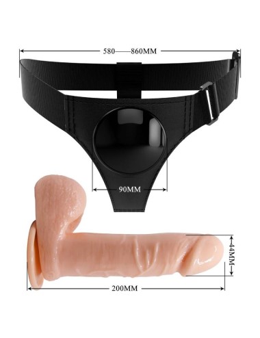 PRETTY LOVE - HARNESS-HOSE UNIVERSAL-HARNESS MIT DILDO TOM 20 CM NATUR