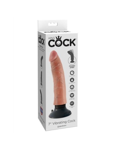 KING COCK - VIBRATORDILDO 17.78 CM NATÜRLICH