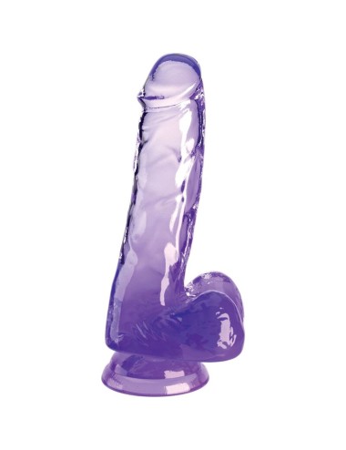 KING COCK - CLEAR REALISTISCHER PENIS MIT KUGELN 13.5 CM LILA