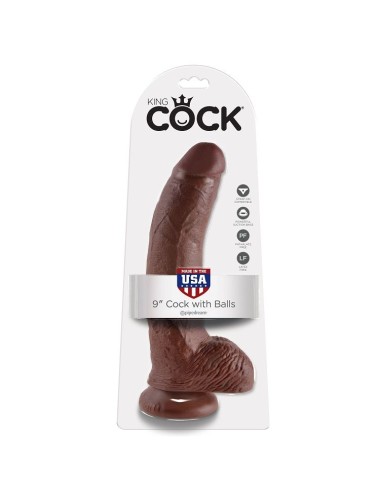 KING COCK - 9 DILDO BRAUN MIT EIER 22.9 CM