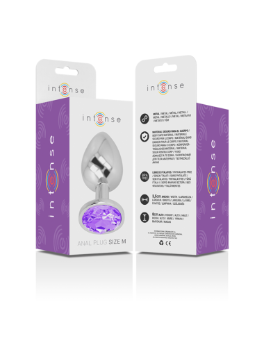 INTENSE - ANALPLUG AUS ALUMINIUMMETALL MIT VIOLETTEM KRISTALL, GRÖSSE M