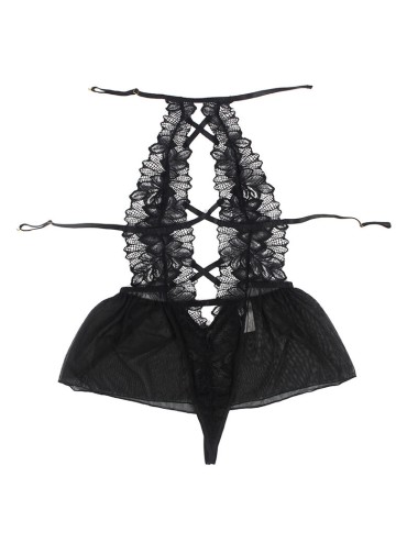 SUBBLIME - TEDDY-HALTER-NECK-BARE-BACK-SPITZE SCHWARZ L/XL